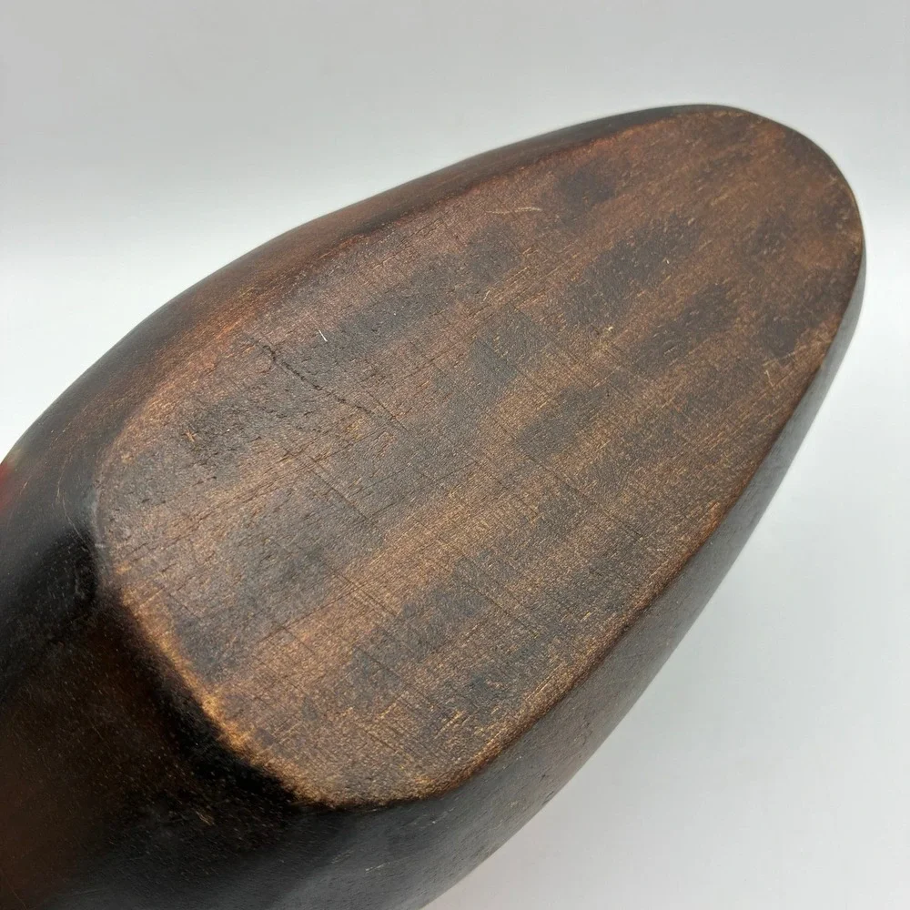 Vintage Hand Carved Solid Wood Duck Decoy Dark Stain Rustic Cabin Decor 11.5in